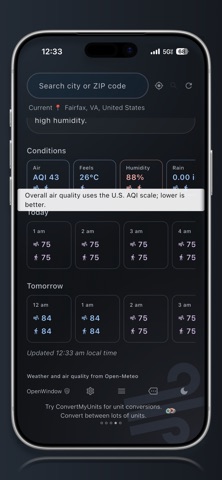 OpenWindow: Weather tracker iPhone screenshot
