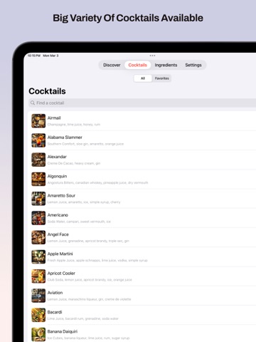 One Shot - cocktail recipes iPad screenshot