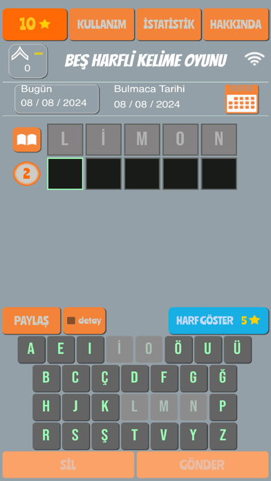 Screenshot #3 pour Beş Harfli Kelime Oyunu
