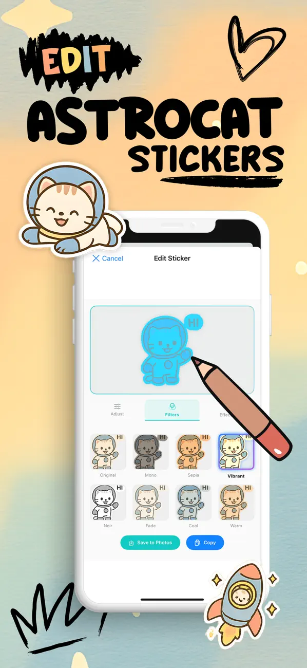 Screenshot #2 pour Astrocat - Cat Stickers Studio