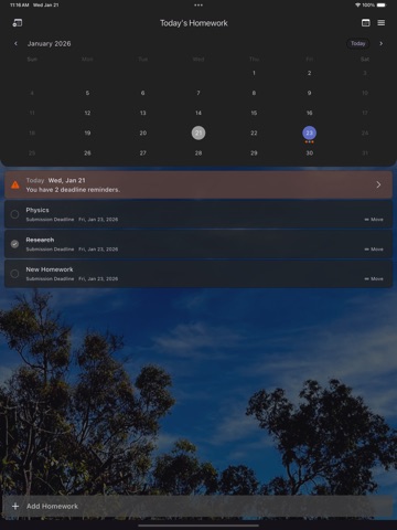 Homeworkly: Due Date Reminder iPad screenshot