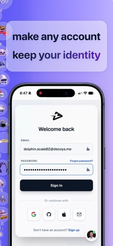 Decoy: Masked Email & Password Screenshot 2 of 4