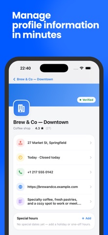 Business Profile for Google iPhone screenshot