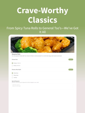 Yang's Asian Bistro iPad screenshot