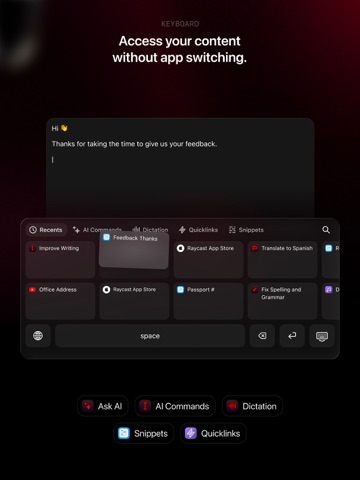 Raycast: AI, Notes and more iPad screenshot