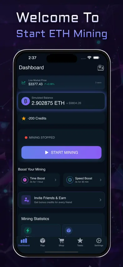 Ethereum mining - ETH Miner screenshot 1