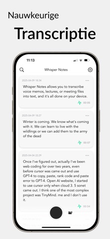 Whisper Notes: AI Transcriptie App Store preview screenshot 1
