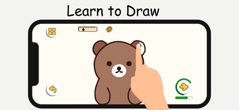 ArtLoop: How To Draw Lessons - This tool simplifies learning to draw with accessible practice modes, allowing users to trace and color adorable characters like this bear with ease.