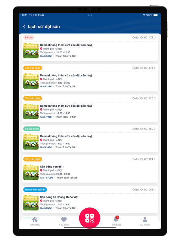 HiSport-Đặt sân thể thao iPad screenshot 5