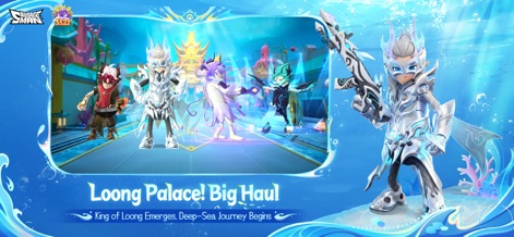 Sausage Man - Explore the depths of the 'Loong Palace' environment, showcasing the grand 'King of Loong' costume and other mythical character designs within this new aquatic adventure.