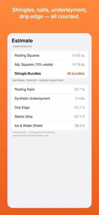 Roof Calc: Shingle Estimator screenshot 2