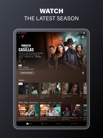 Telemundo: Series y TV en vivo iPad screenshot