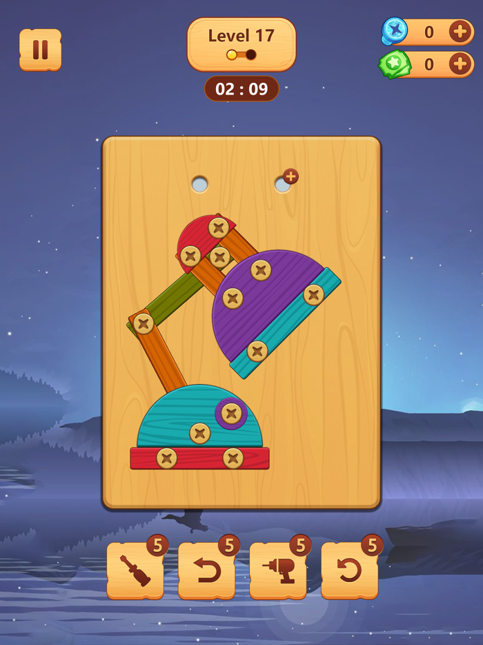 Wood Block Puzzle Screw Bolts