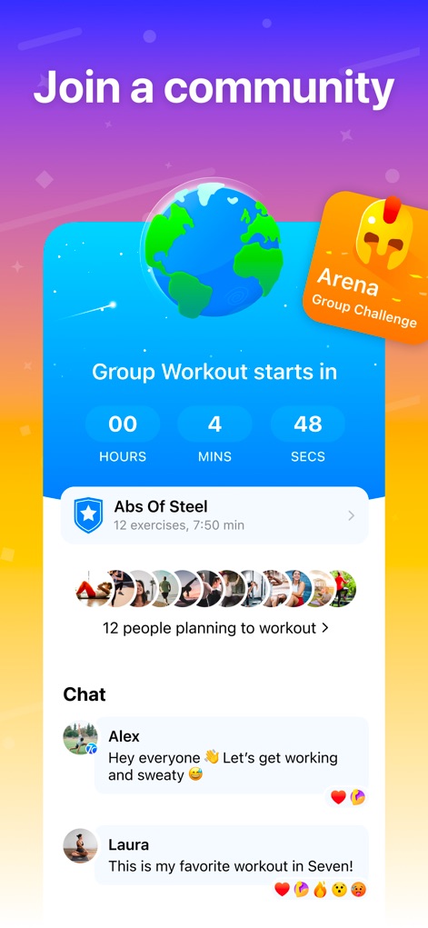 Seven: 7 Minute Workout - Comunidade e desafios.