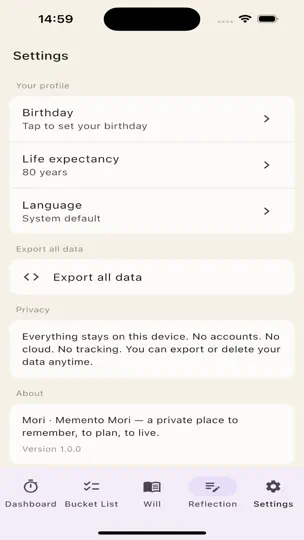 Скриншот Mori · Memento Mori на iPhone 5