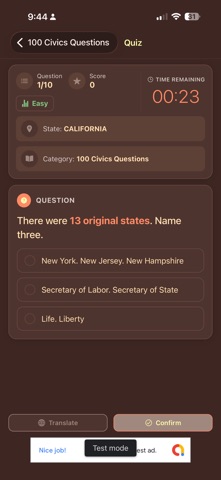 US Citizenship Test 2026 Audio iPhone screenshot