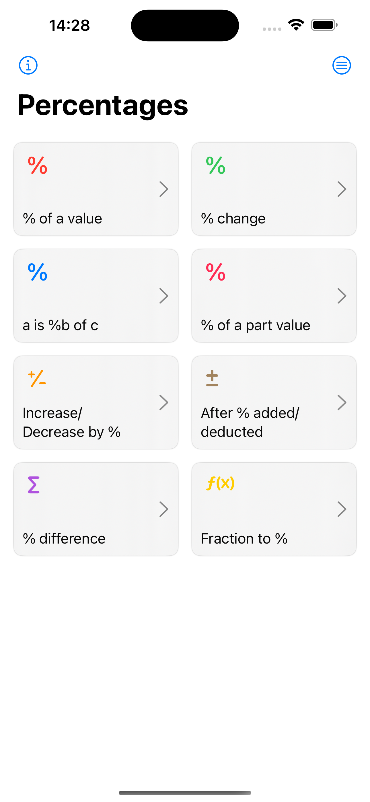 Percentages %