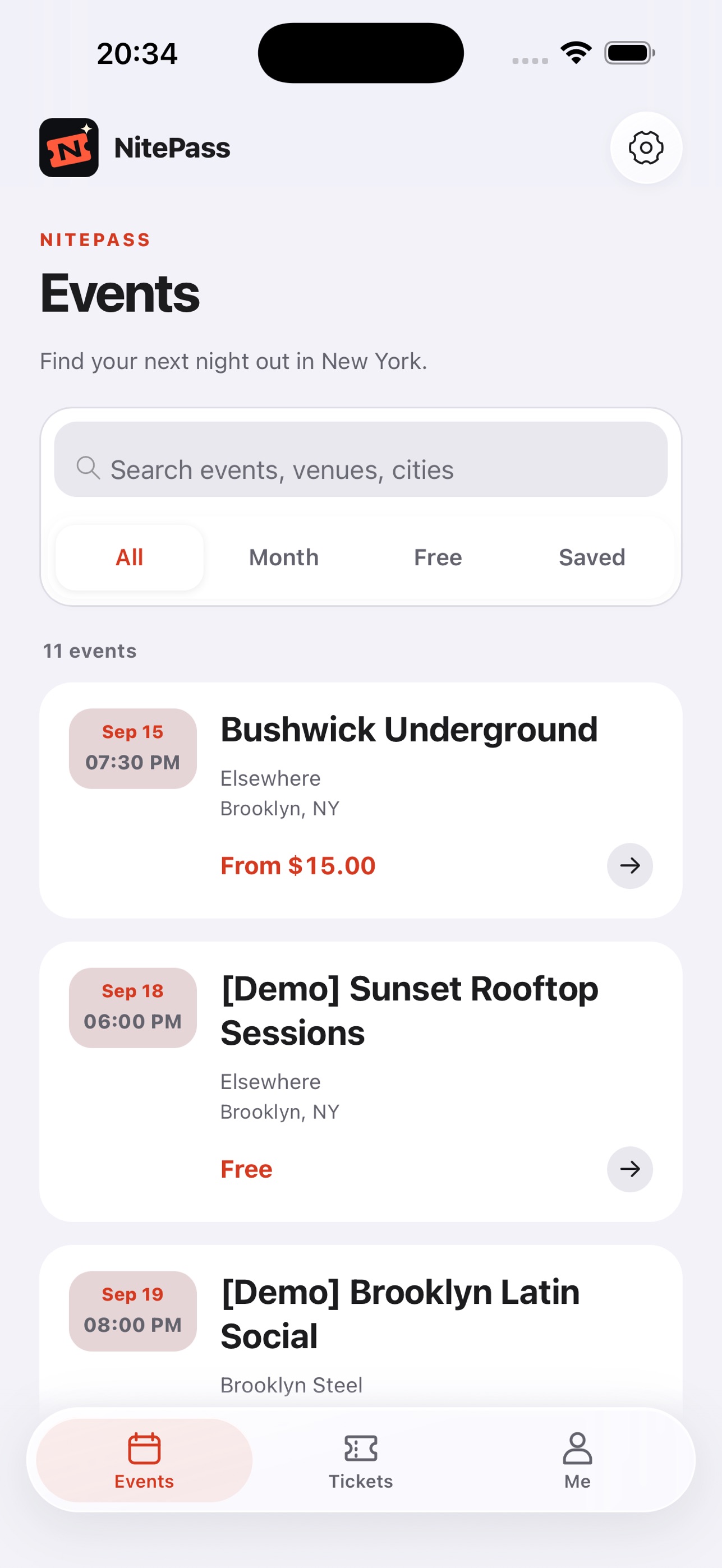 Screenshot 1 of NitePass NYC Events