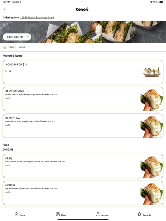 tenori iPad screenshot 3 - Food & Drink app