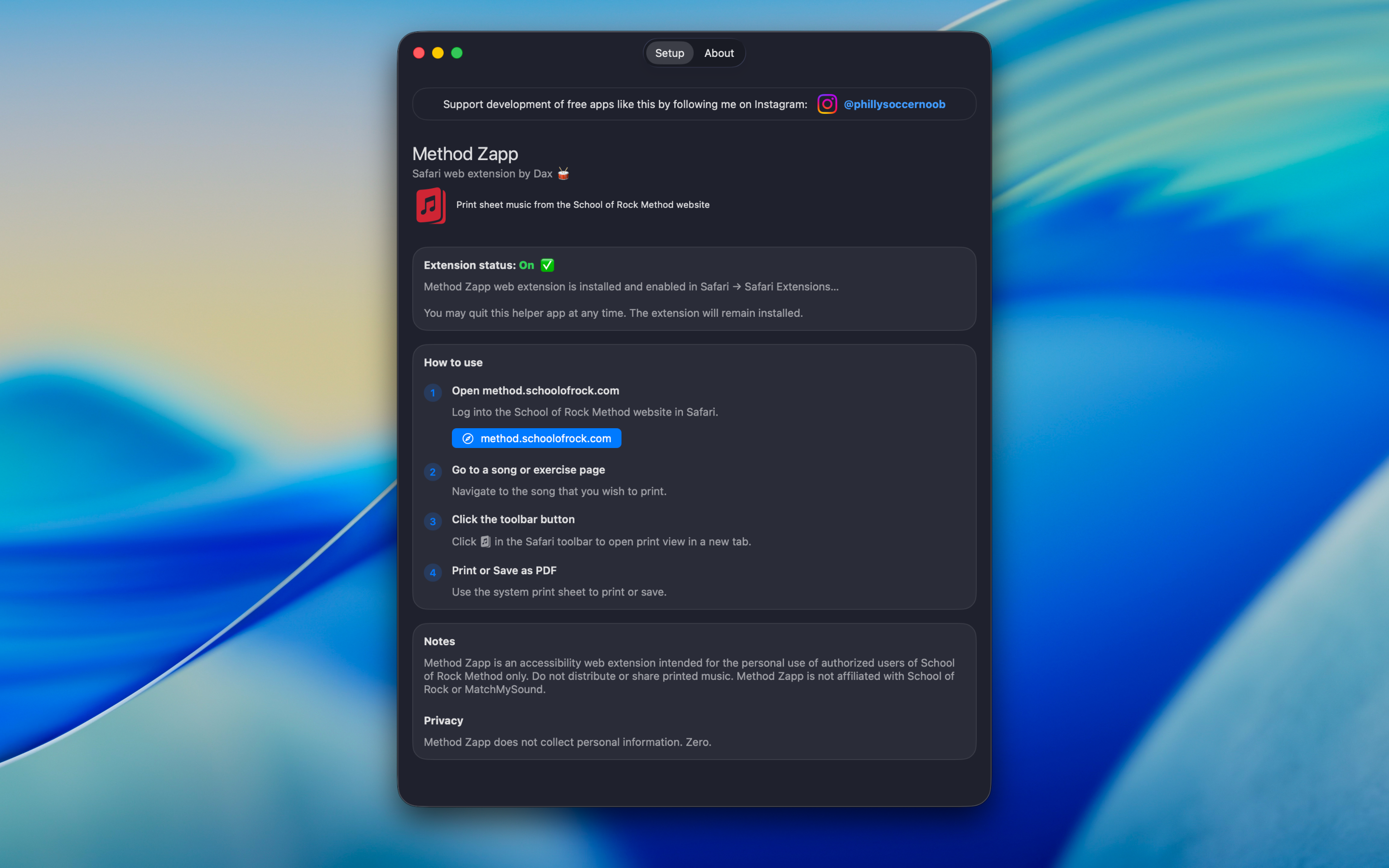Method Zapp for Safari