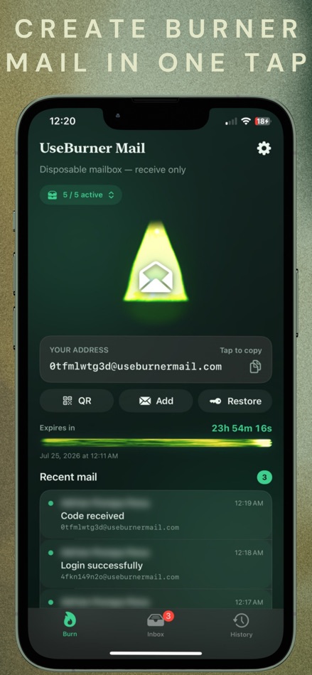 #2. UseBurner Mail: Temp Email (iOS) Av: Adrian Pompa Pena