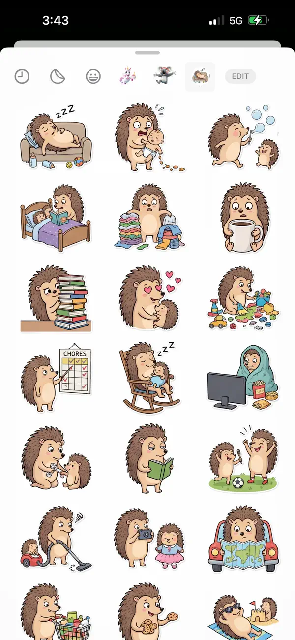 Screenshot #1 pour Cozy Hedgehog Stickers