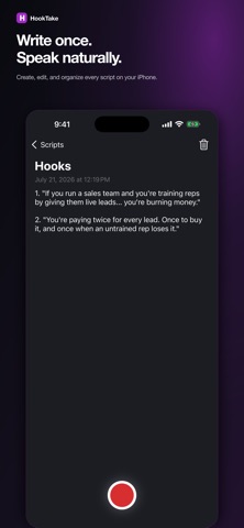 HookTake: Video Teleprompter iPhone screenshot