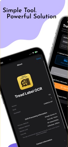 Tread Label OCR screenshot