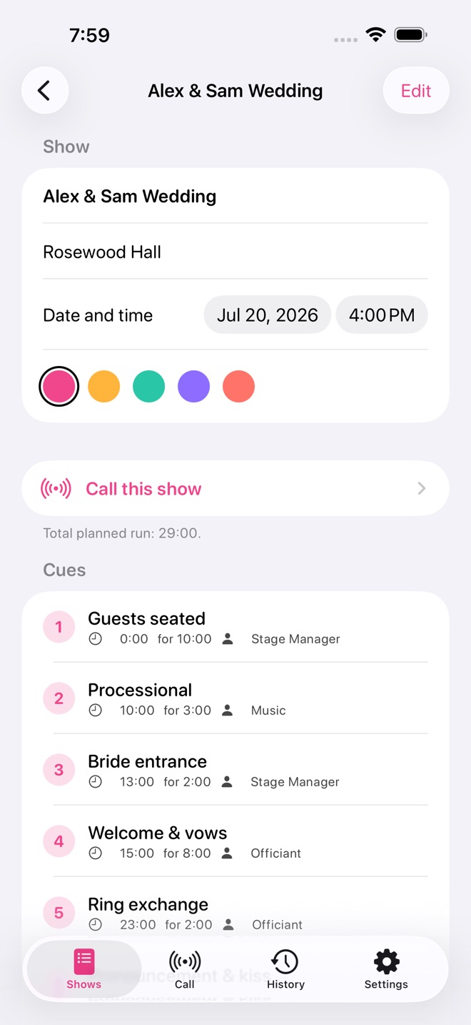 CueCall screenshot 2
