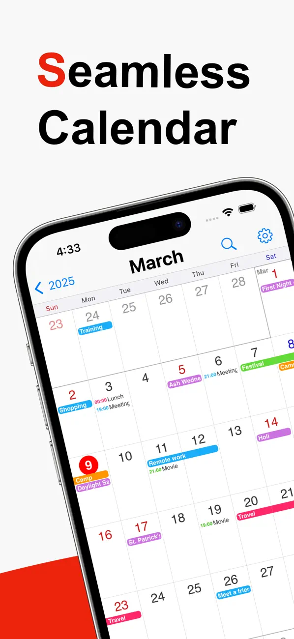 Screenshot #1 pour Seamless Calendar - Agenda