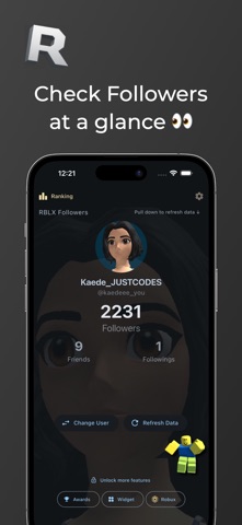 Blox Followers: Home Widget iPhone screenshot