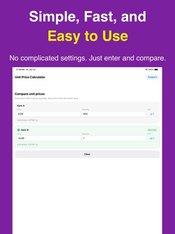 Unit Price Calculator: Compare iPad screenshot