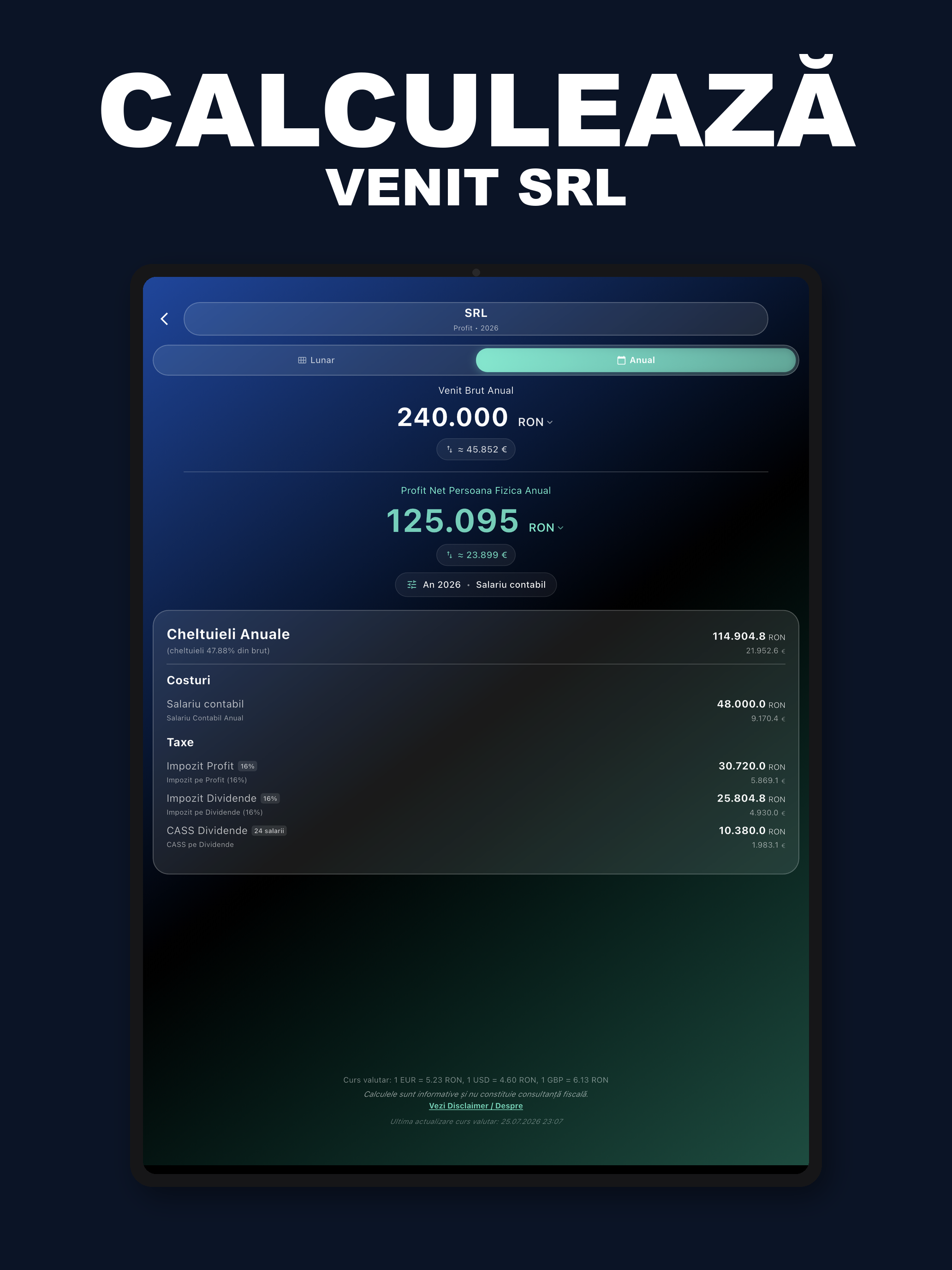 Venit Net: CIM, PFA & SRL screenshot 16