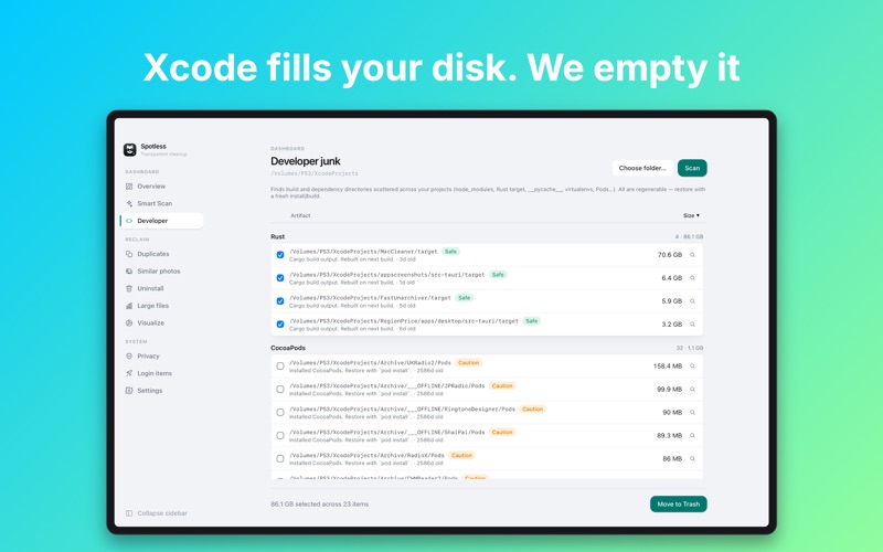 Spotless: Disk Cleaner iPhone screenshot