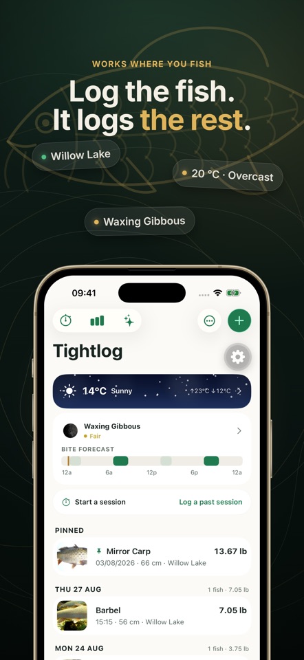 Tightlog: Carp Fishing Log screenshot 1