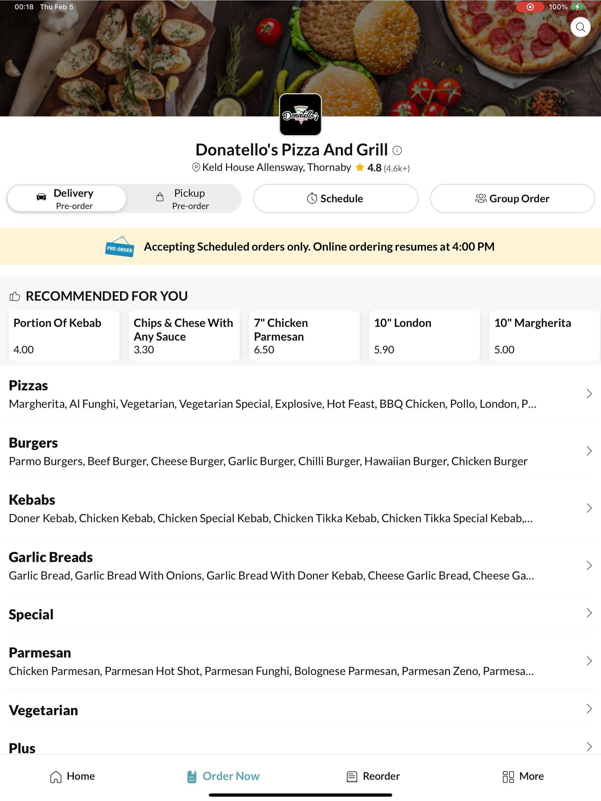 Donatellos Pizza And Grill