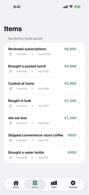 Savings Memo: Money Saved Log screenshot 2