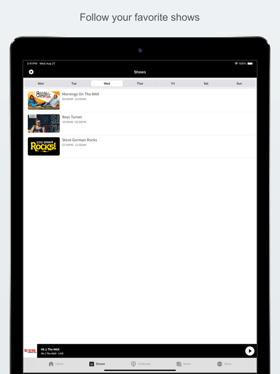 98.1 The MAX iPad screenshot 3 - Music app