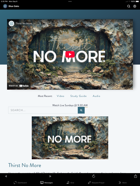 Blue Oaks Church iPad screenshot 2 - Education app