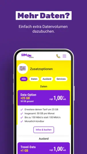 Screenshot von SIMon Mobile-App auf dem iPhone 4