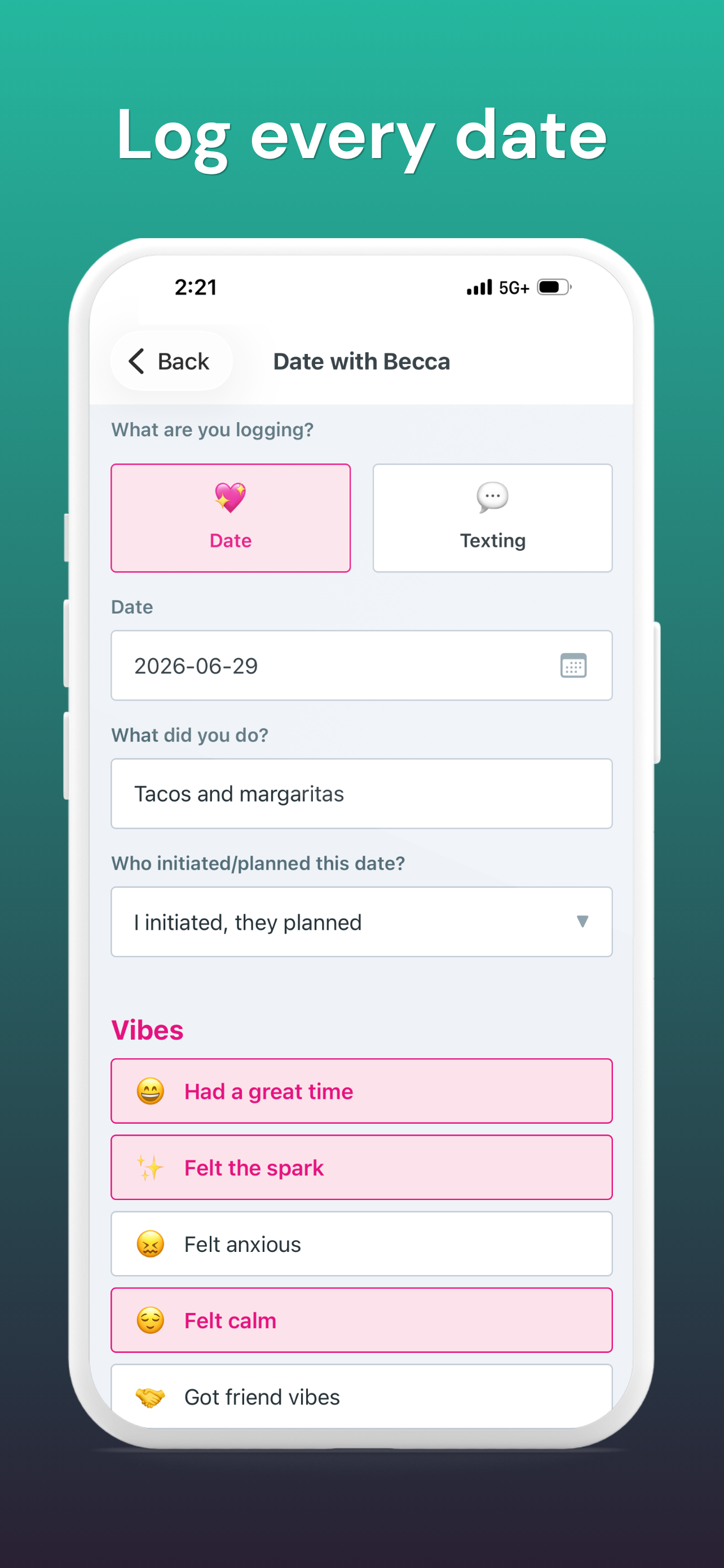 Date Tracker: Dating Journal screenshot 2