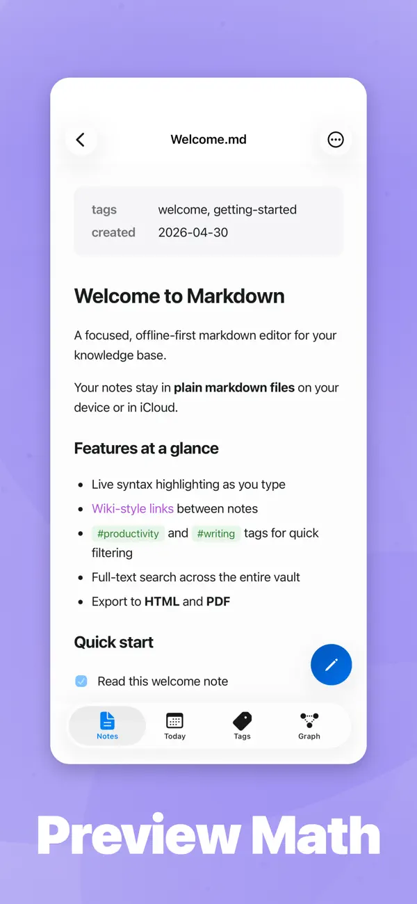 Screenshot #2 pour Notes — Markdown Editor