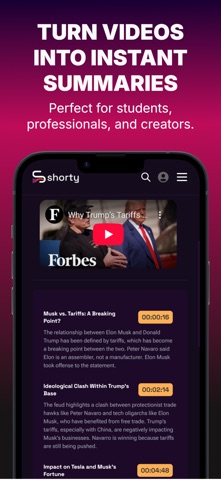 Shorty - AI Summarizer iPhone screenshot