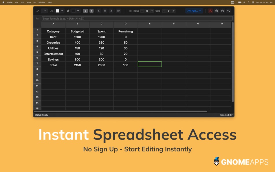 #1. QuickSheet - Light Spreadsheet (macOS) Podle: Sreehari Sreekantan Nair