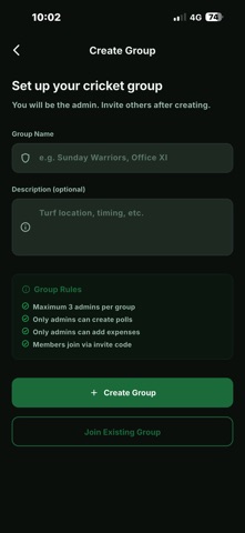 CrickPoll - Cricket Team App screenshot