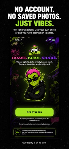 VibeGoblin: AI Photo Roast iPhone screenshot