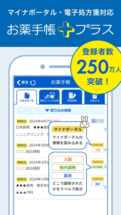 お薬手帳プラス 日本調剤の薬局へ処方せんの事前送信ができる