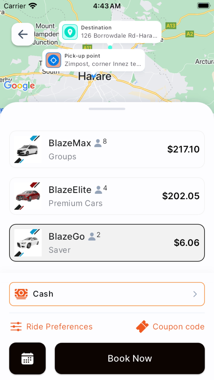 BLAZE - Request your Ride