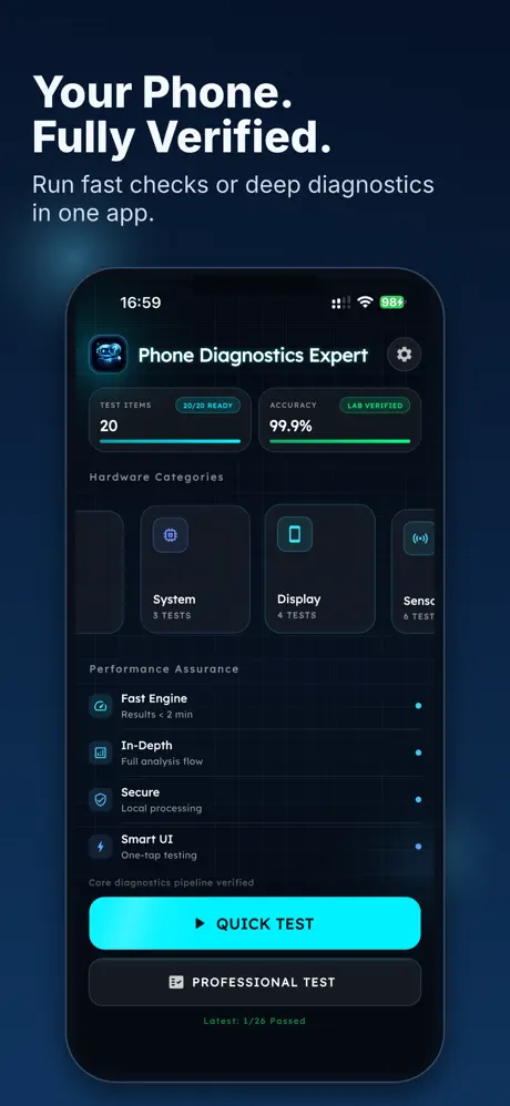 Phone Diagnostics Expert 手机硬件检测应用截图