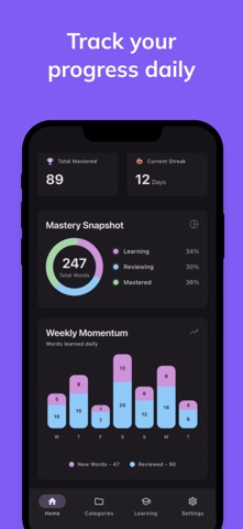 Learn English words: LexiMory iPhone screenshot